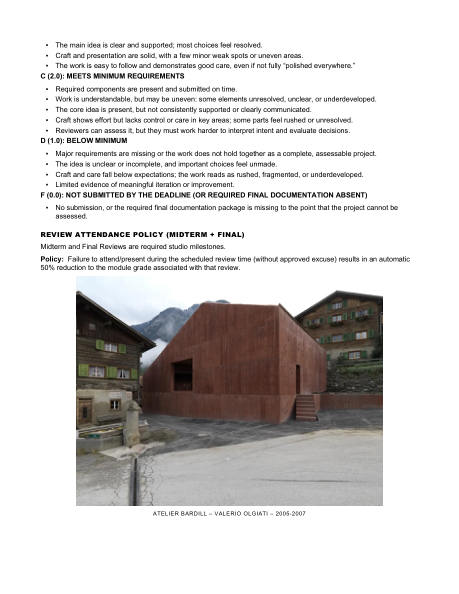 ARCH 273 syllabus, page 14 of 29: Rubric, continued